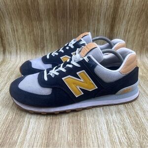 New Balance Men's Navy and Yellow Sneakers